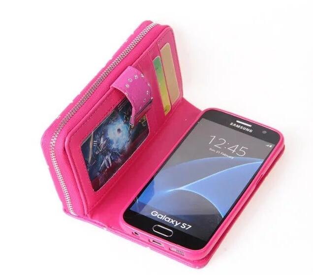 Galaxy s7 bling leather wallet case detachable zip Galaxy s7 bling leather wallet case detachable zip