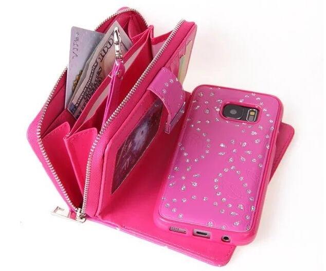 Galaxy s7 bling leather wallet case detachable zip Galaxy s7 bling leather wallet case detachable zip