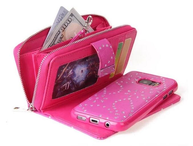 Galaxy s7 bling leather wallet case detachable zip Galaxy s7 bling leather wallet case detachable zip