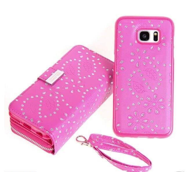 Galaxy s7 bling leather wallet case detachable zip Galaxy s7 bling leather wallet case detachable zip