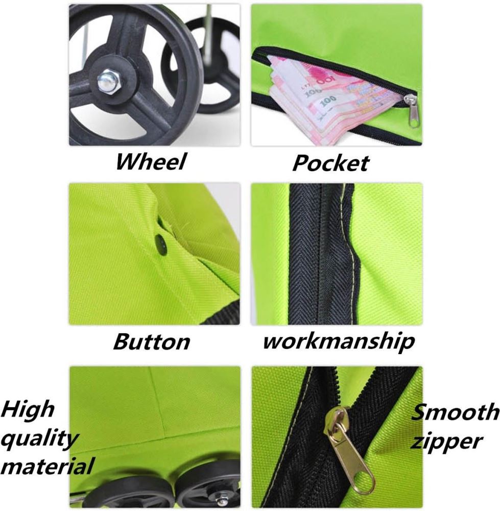 Shopping Trolley ote Bag Foldable Cart Rolling Grocery Wheels