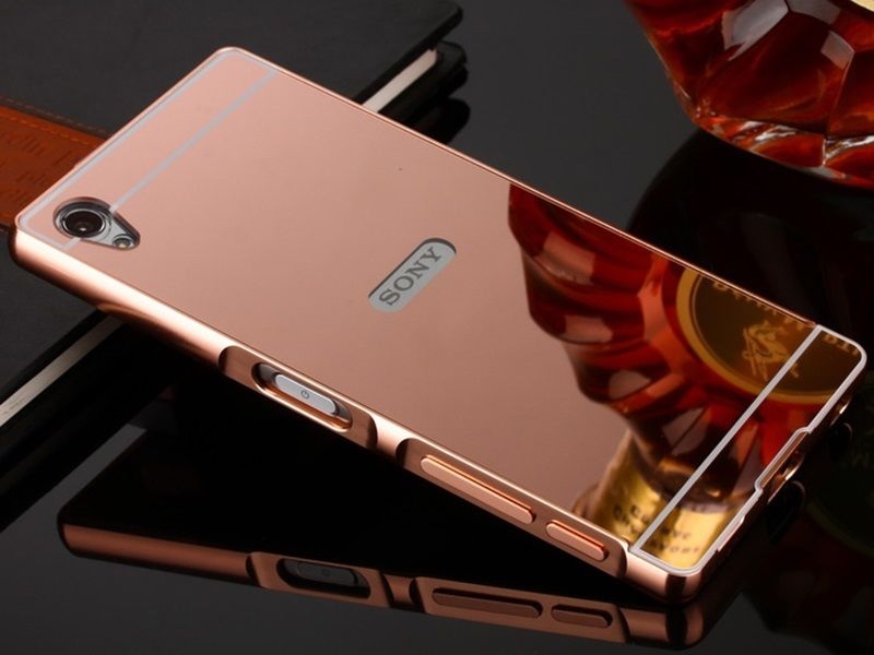 SONY Xperia XA1 case Slim Metal bumper with mirror back cover case