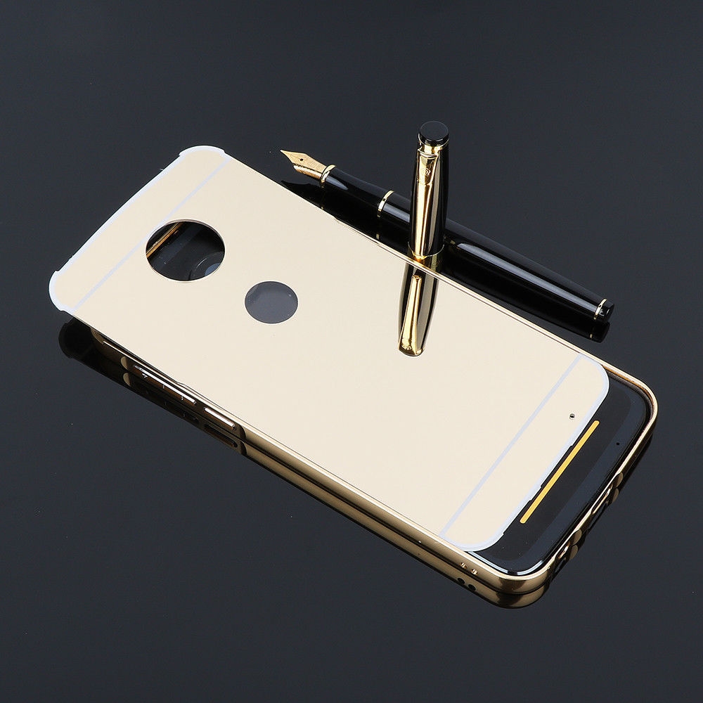 MOTO G5 Plus case Slim Metal bumper with mirror back cover case