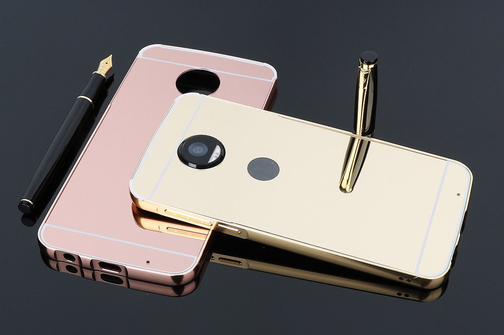MOTO G5 Plus case Slim Metal bumper with mirror back cover case