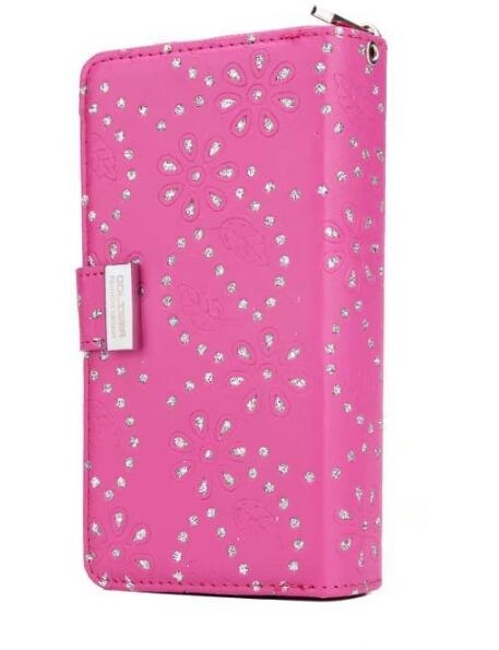 Galaxy S8 case bling leather wallet case detachable zip