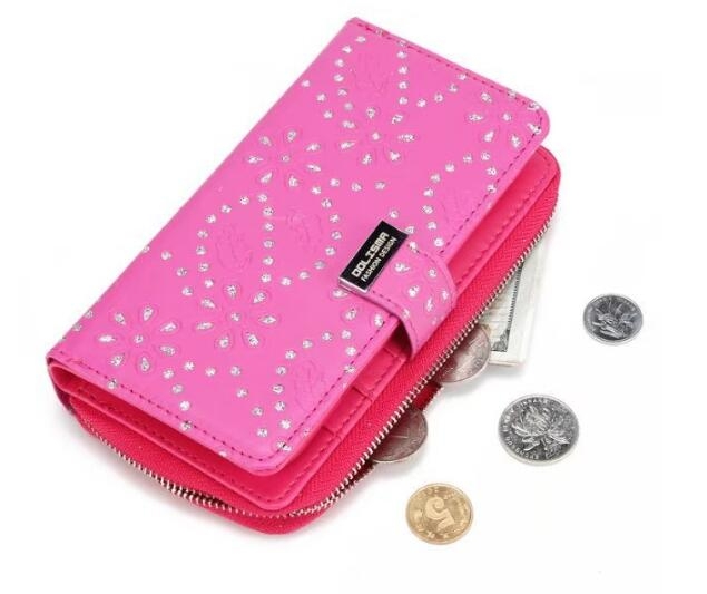 Galaxy S8 case bling leather wallet case detachable zip