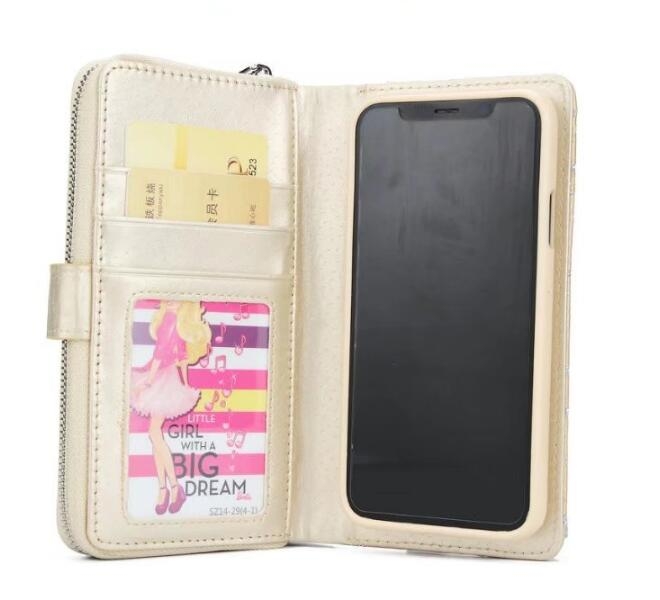 Galaxy S8 plus case bling leather wallet case detachable zip
