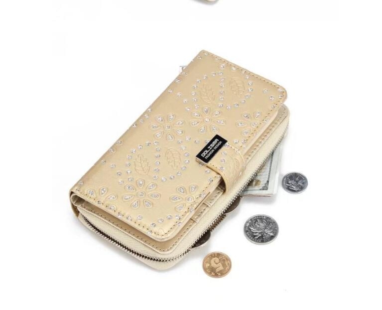 Galaxy S8 plus case bling leather wallet case detachable zip