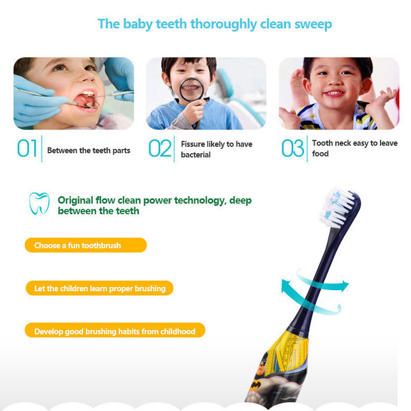 Children Kids Cartoon Electric Toothbrush + 1 Brush Heads