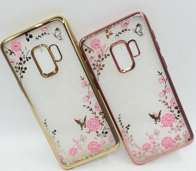 Galaxy A8 plus 2018 case soft gel tpu case luxury bling shiny floral case
