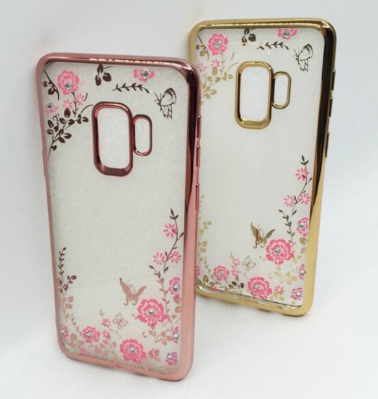 Galaxy A8 plus 2018 case soft gel tpu case luxury bling shiny floral case