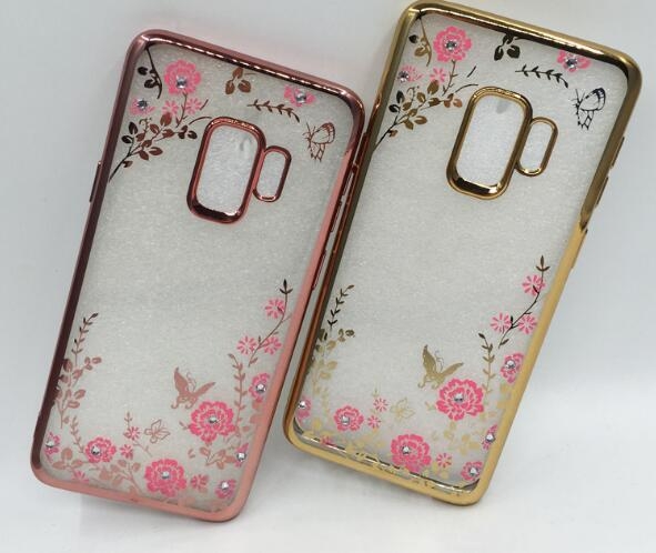 Galaxy A8 plus 2018 case soft gel tpu case luxury bling shiny floral case