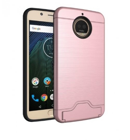 MOTO G5 Plus case impact proof hybrid case card clip Brushed Metal Texture MOTO G5 Plus case impact proof hybrid case card clip Brushed Metal Texture