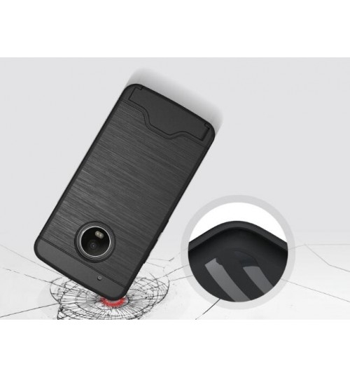 MOTO G5 Plus case impact proof hybrid case card clip Brushed Metal Texture MOTO G5 Plus case impact proof hybrid case card clip Brushed Metal Texture