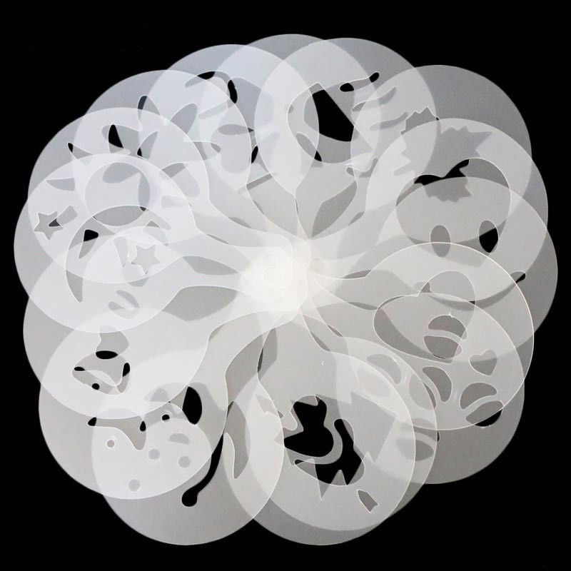 Coffee Stencil 16 Pcs Plastic Latte Mold Cappuccino Coffee Decorating Tool