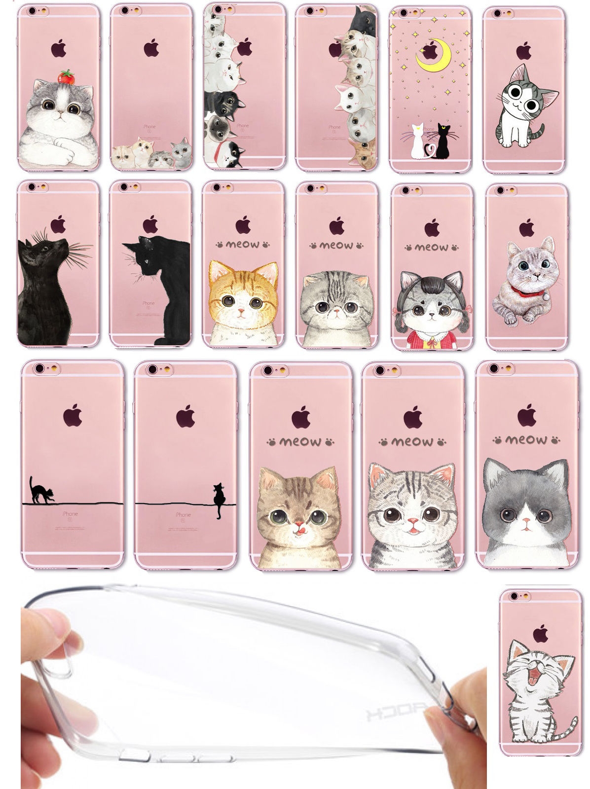 iPhone 6 6S Plus case Cat Style Meow TPU Soft Gel Case