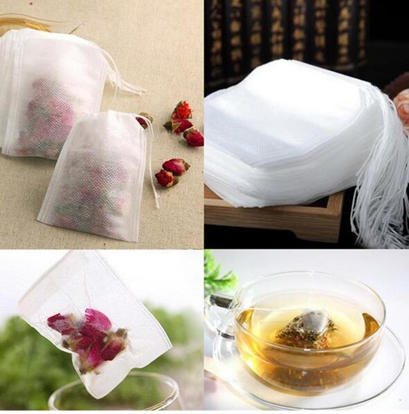 100pc Tea Bags Drawstring Teabags Food Filter Bag