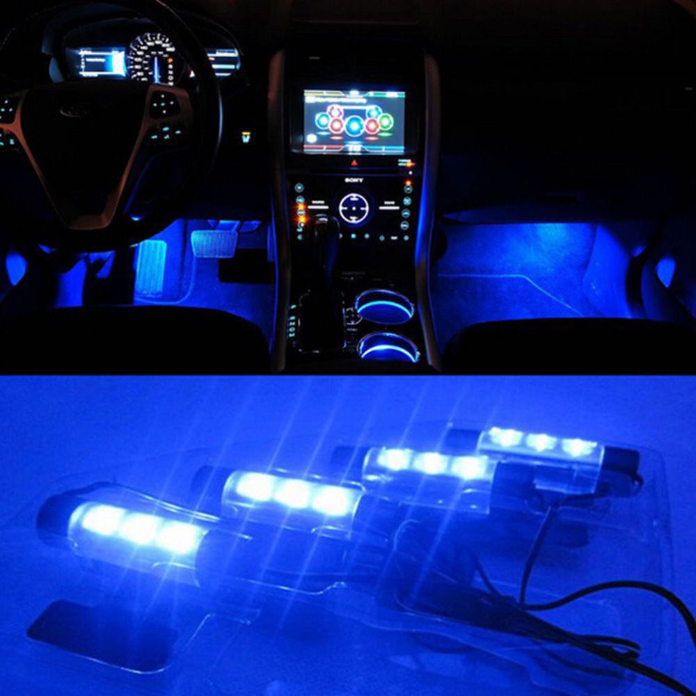 Car Decorative Lights 3LED Blue Car Charge interior Light Car Decorative Lights 3LED Blue Car Charge interior Light