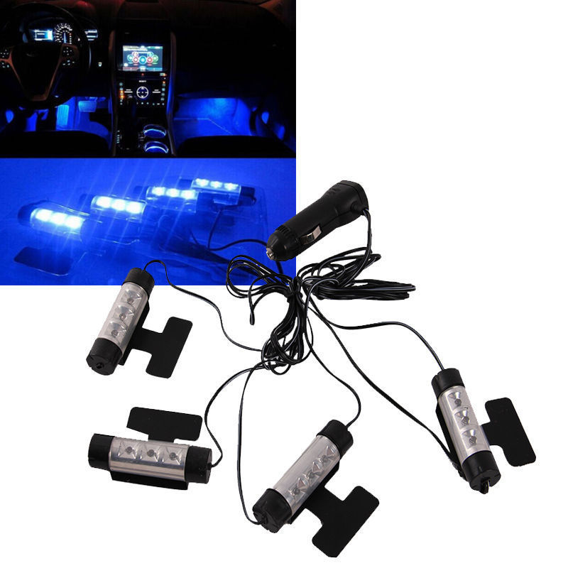 Car Decorative Lights 3LED Blue Car Charge interior Light Car Decorative Lights 3LED Blue Car Charge interior Light