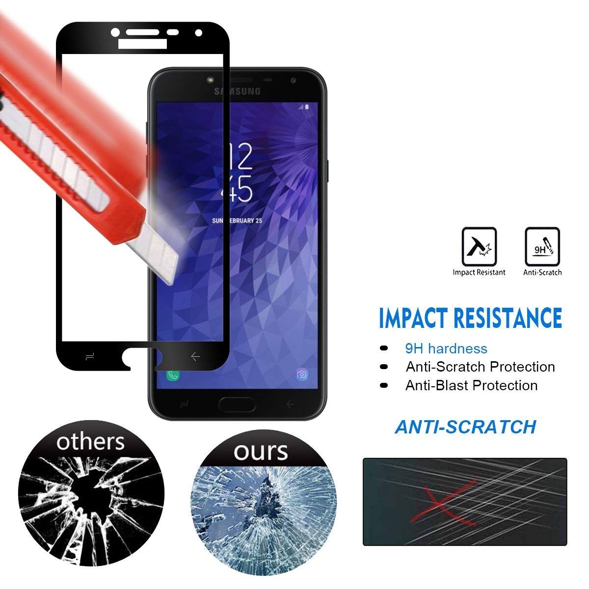 Galaxy J4 Fully Covered 3D Tempered Glass Screen Protector