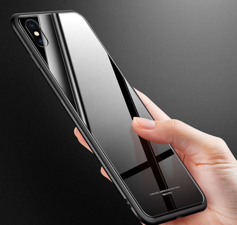 iPhone XS Max Tempered Glass Case Hard Shockproof Armor Back Cover