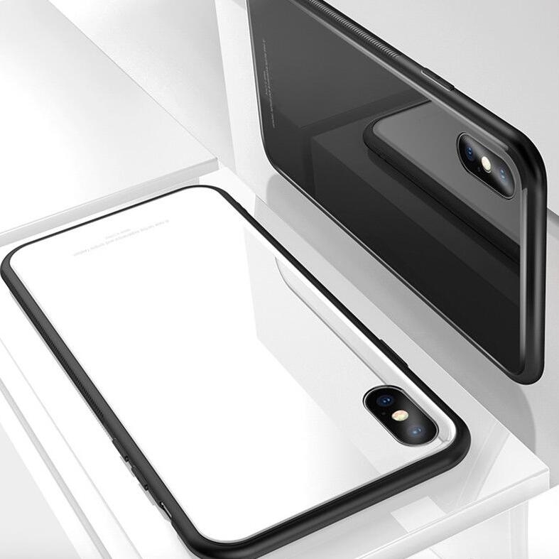 iPhone XS Max Tempered Glass Case Hard Shockproof Armor Back Cover