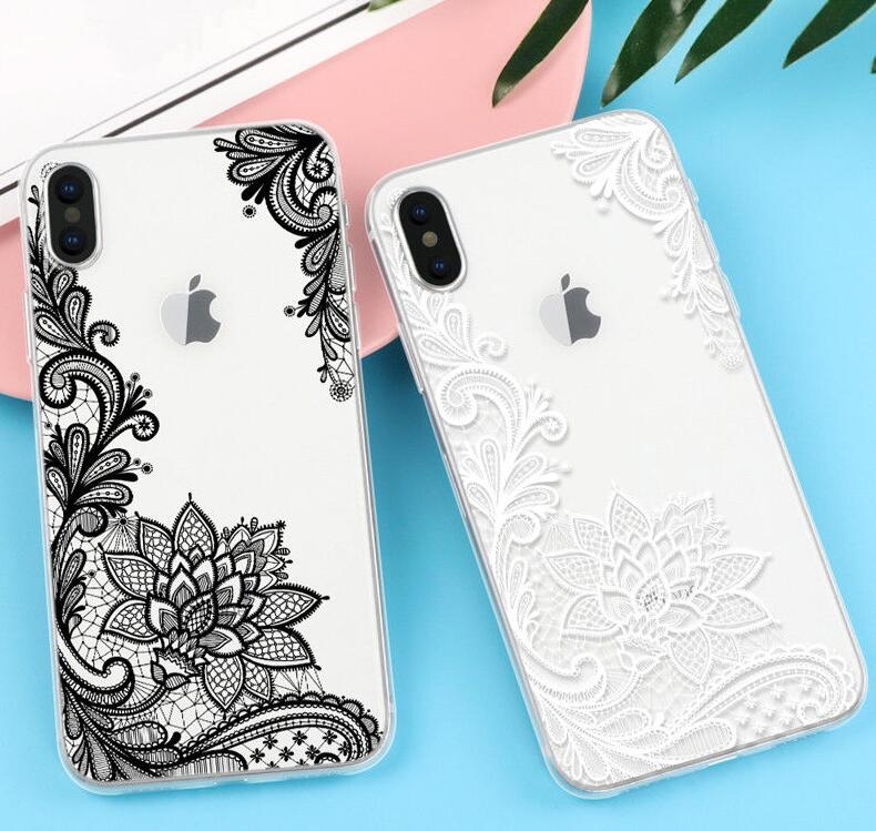 iPhone XS Lace Flower Mandala Clear Slim Soft Silicone Case Cover iPhone XS Lace Flower Mandala Clear Slim Soft Silicone Case Cover