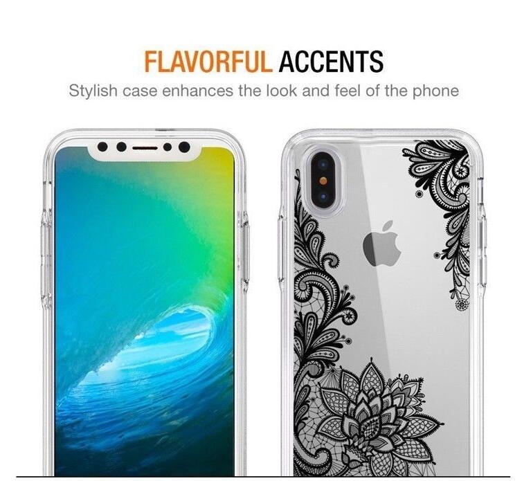 iPhone XS Lace Flower Mandala Clear Slim Soft Silicone Case Cover iPhone XS Lace Flower Mandala Clear Slim Soft Silicone Case Cover
