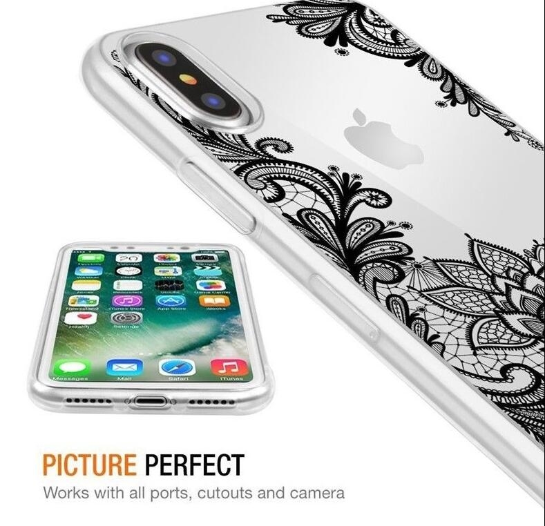 iPhone XS Lace Flower Mandala Clear Slim Soft Silicone Case Cover iPhone XS Lace Flower Mandala Clear Slim Soft Silicone Case Cover