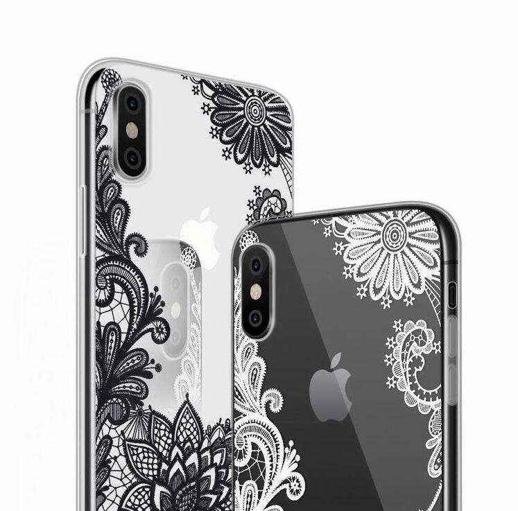 iPhone XS Lace Flower Mandala Clear Slim Soft Silicone Case Cover iPhone XS Lace Flower Mandala Clear Slim Soft Silicone Case Cover