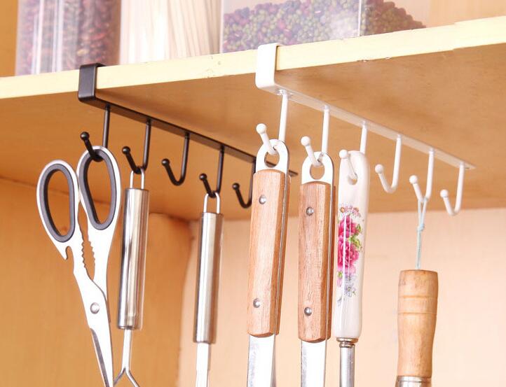 6 Hooks Stainless Steel Kitchen Storage Rack Cupboard Hanging Hook 6 Hooks Stainless Steel Kitchen Storage Rack Cupboard Hanging Hook