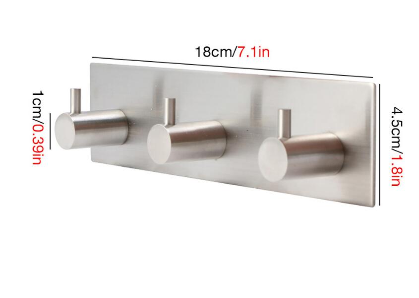 3 Hooks Silver Clothes Hat Towel Robe Rack Stainless Door Holder Wall Hanger