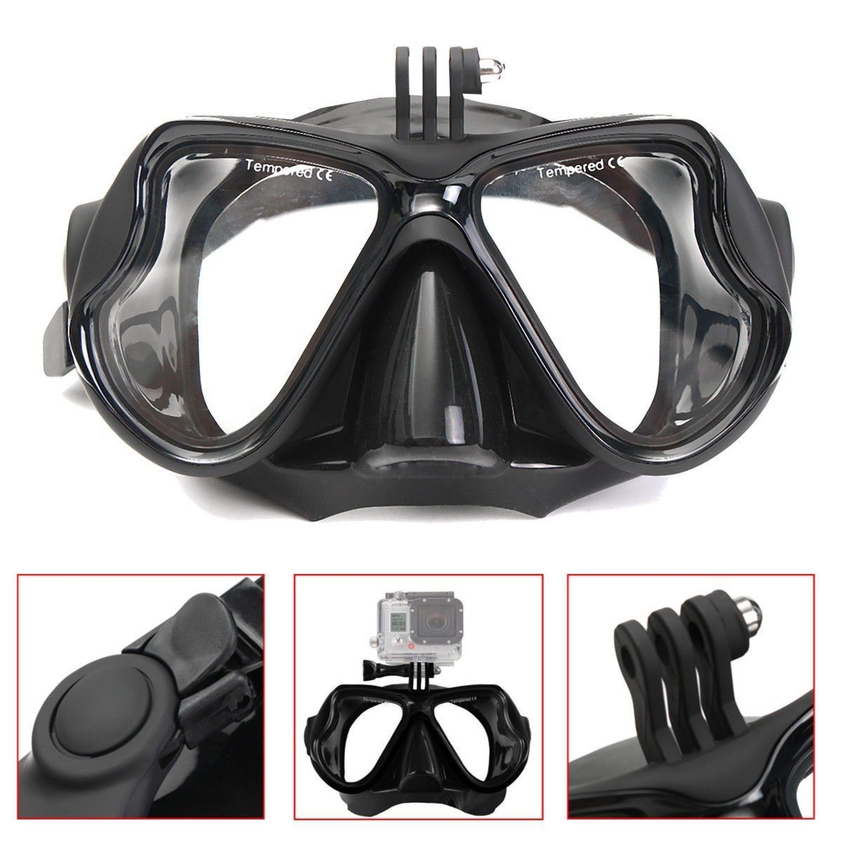 Snorkel Mask, Diving Mask, GoPro Mount