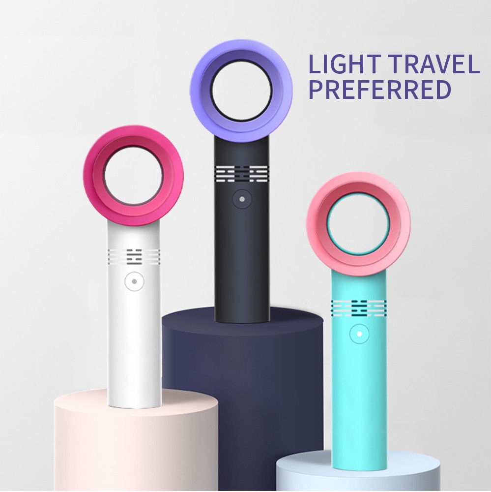 Portable Bladeless Hand Held Cooler Mini USB Cable No Leaf Handy Fan
