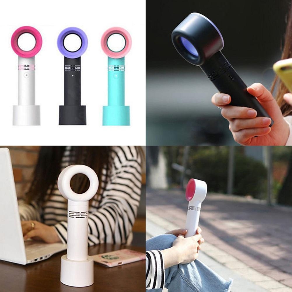 Portable Bladeless Hand Held Cooler Mini USB Cable No Leaf Handy Fan