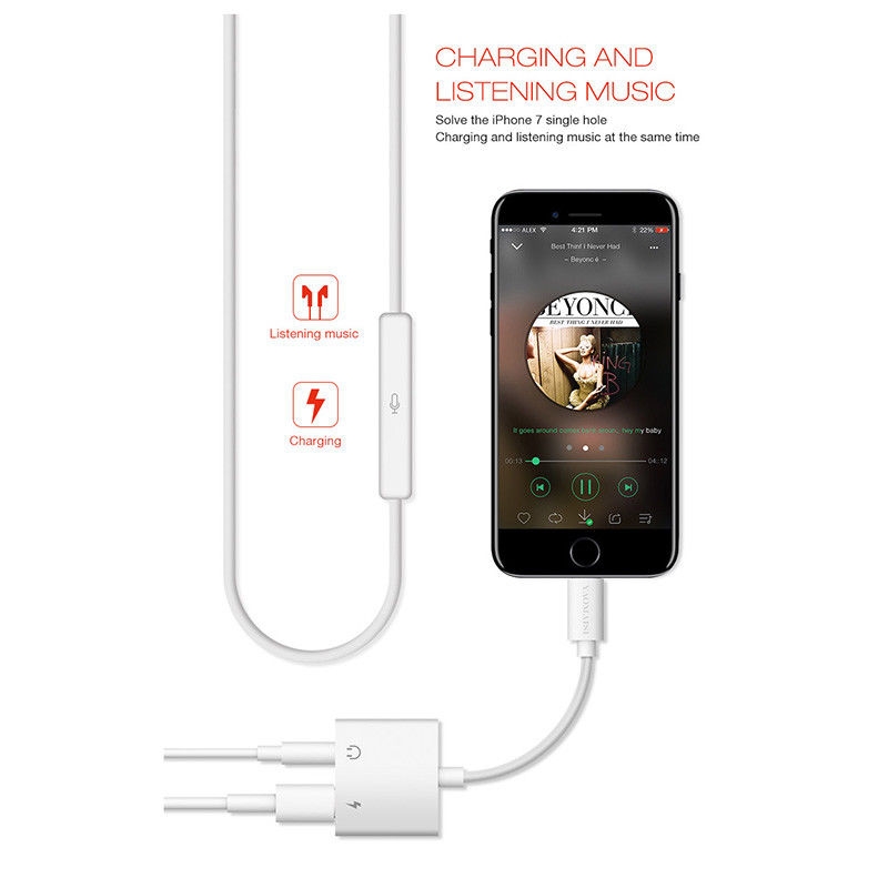 2 in 1 Lightning to 3.5mm Audio AUX Cable USB Charger For iPhone
