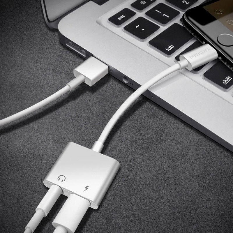 2 in 1 Lightning to 3.5mm Audio AUX Cable USB Charger For iPhone