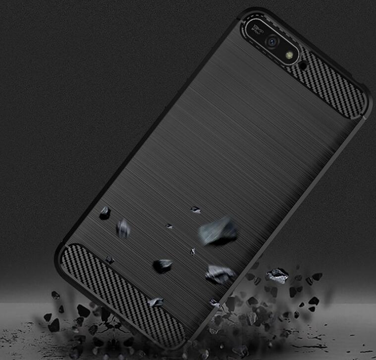 Huawei Y6 2018 Case Carbon Fibre Shockproof Armour Case
