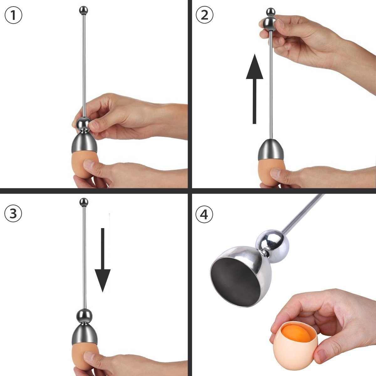 Stainless Steel Boiled Egg Topper Shell Top Cutter Knocker Opener Kitchen Tool