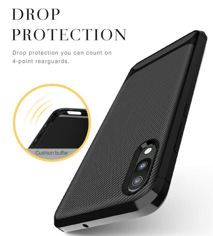 Galaxy M10 case impact proof rugged case with carbon fiber