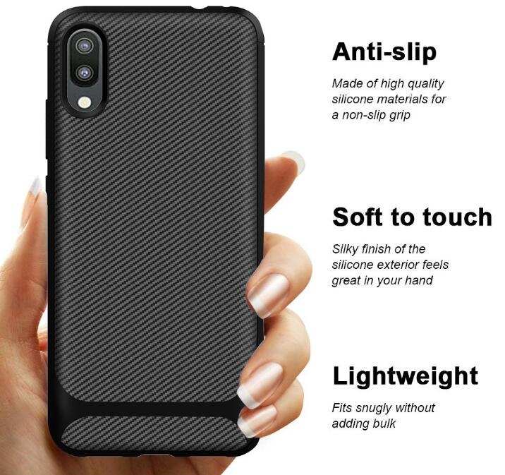 Galaxy M10 case impact proof rugged case with carbon fiber