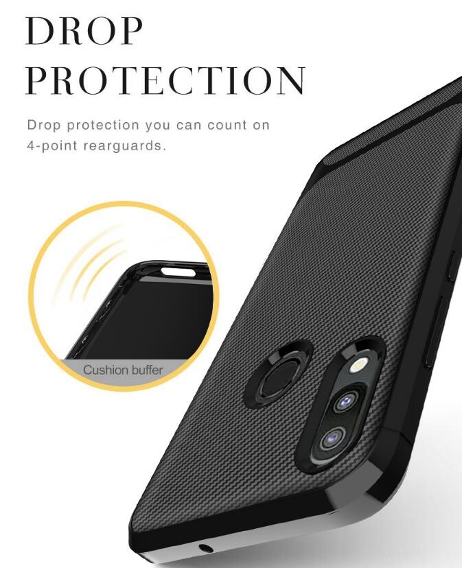 Galaxy M20 case impact proof rugged case with carbon fiber