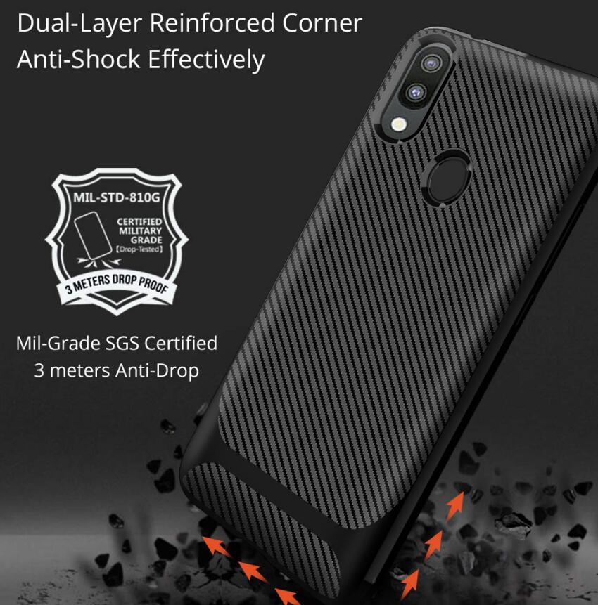 Galaxy M20 case impact proof rugged case with carbon fiber