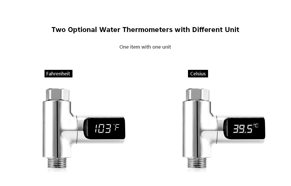 LED Shower Thermometer Battery Free