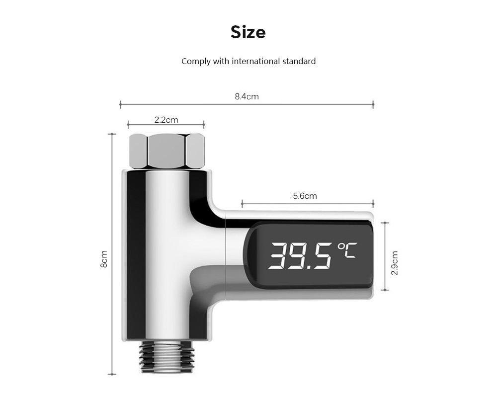 LED Shower Thermometer Battery Free