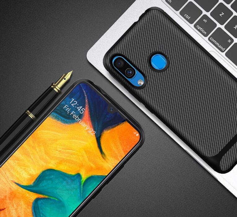 Samsung Galaxy A30 case impact proof rugged case with carbon fiber