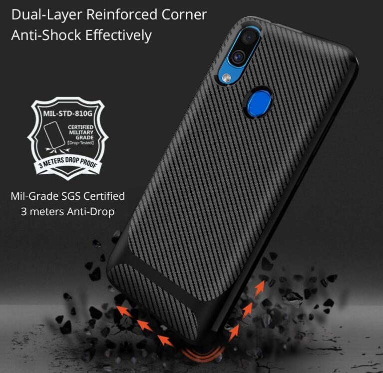 Samsung Galaxy A30 case impact proof rugged case with carbon fiber