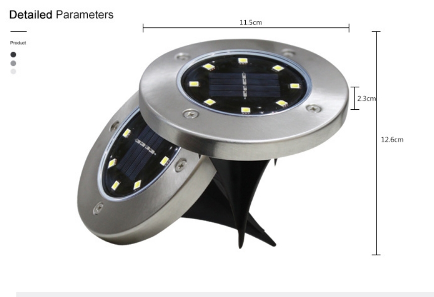 8 LED Buried Solar Power Light Warm White