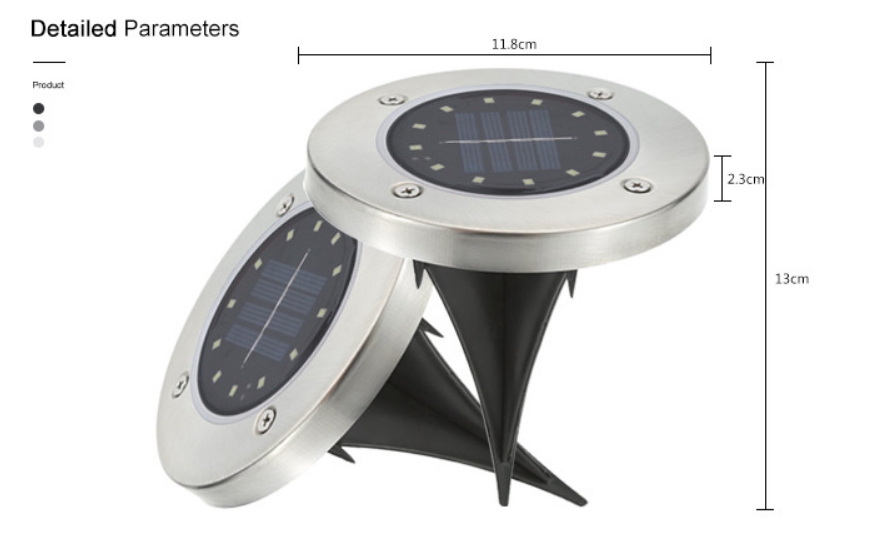 8 LED Buried Solar Power Light Cool White