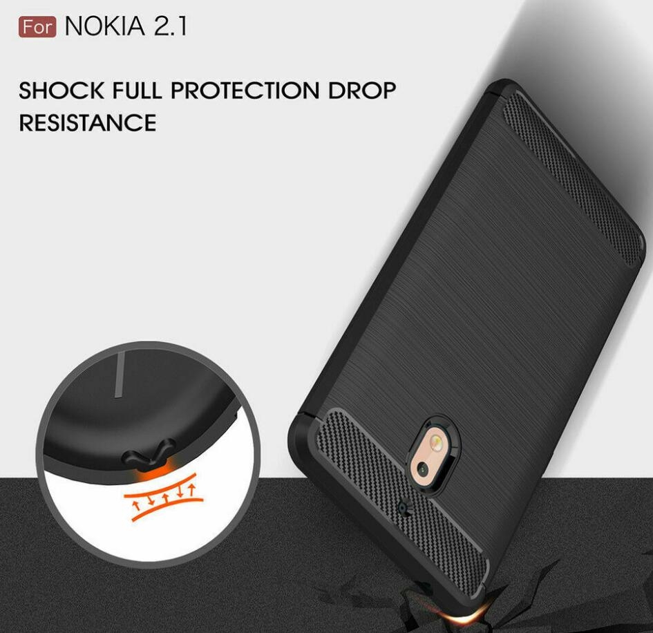Nokia 2.1 case rugged case with carbon fiber
